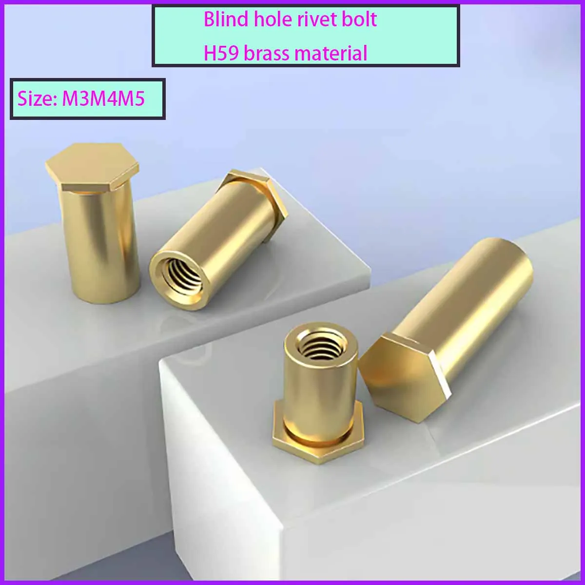 

H59 Brass Hexagonal Blind Hole Rivet Standoff, Copper Press Rivet Nut Standoff for Sheet Metal, M3 M4