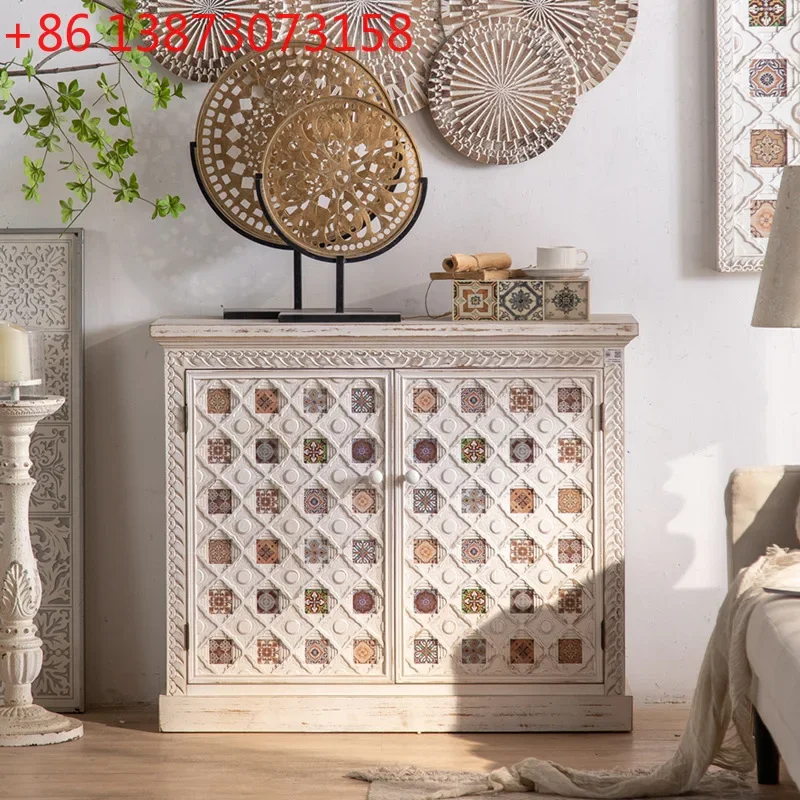 Exotic multi-functional entrance display cabinet, hotel living room with drawer printing cabinet, homestay personalized storage