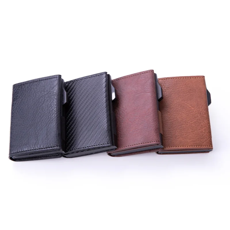 

Wallets Men Brand Slim Mini Wallet Small Money Bag Male Purses Carbon Fiber Credit Card Holder Magic Trifold Leather