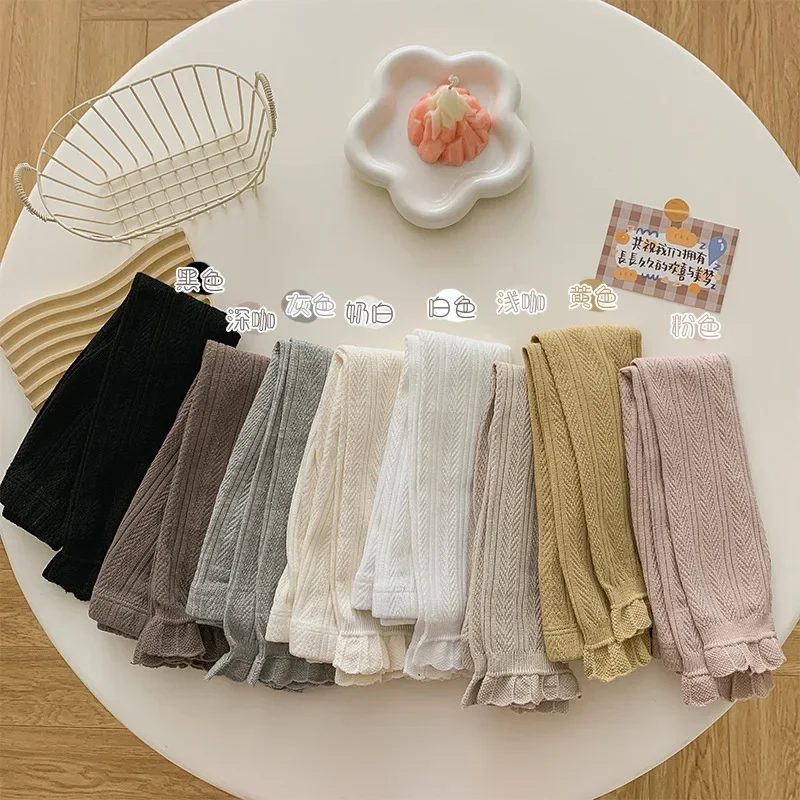 Warm Girls Leggings Solid Color Cotton Baby Leggings Lace Flower Skinny Pants Girl Pants Kids Children Trousers 2-4 Years Old view 6