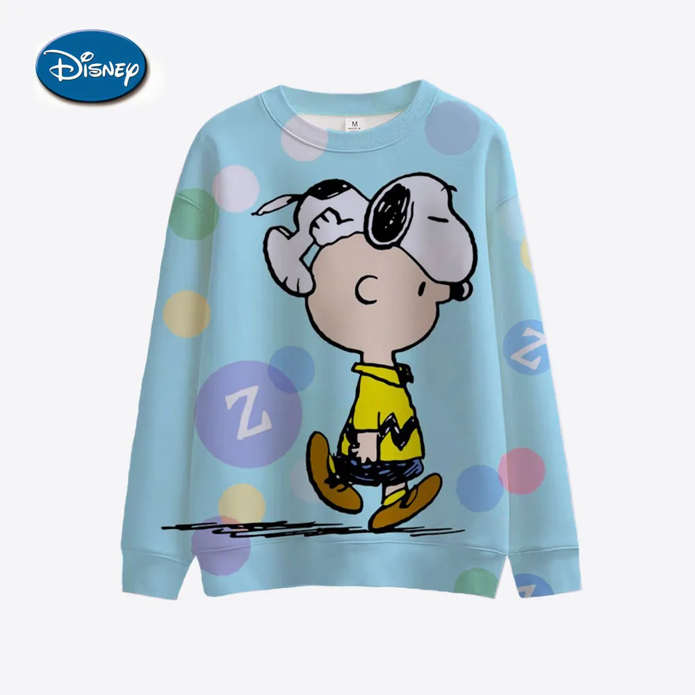 Snoopy Spring Cartoon Pink Printed Round Neck Sweater Women\'s Loose Cute Thin Casual Top Hoodie