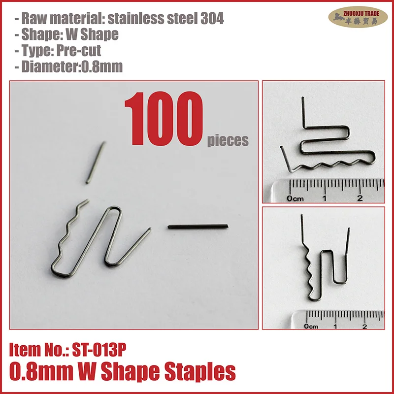 Hot Stapler Staples Pre-cut Snap Off 0.6mm 0.8mm Stainless Steel Car Bumper Welding Repair