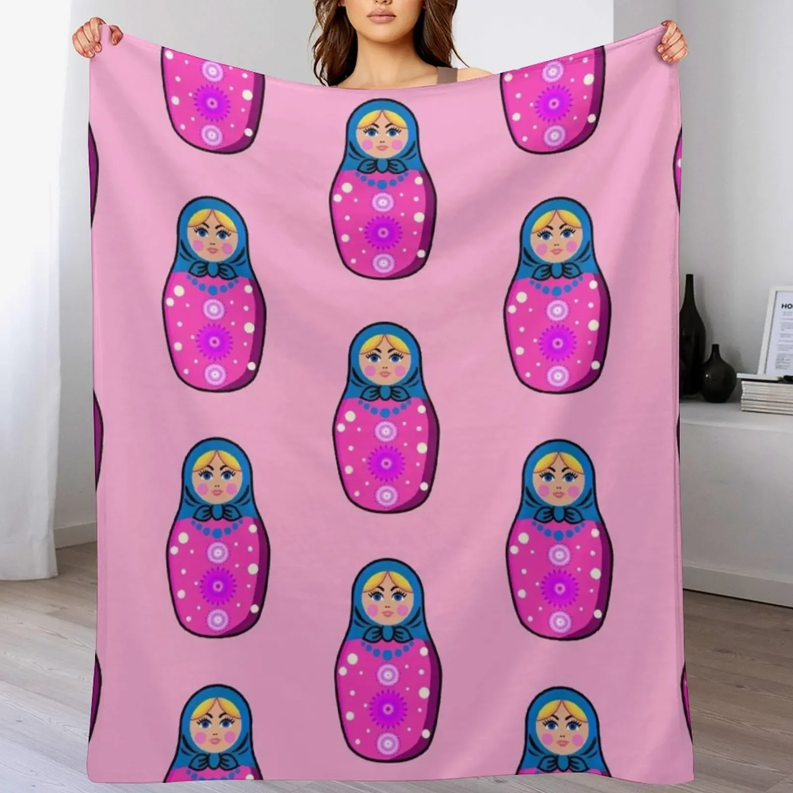 

Pink Babushka Matryoshka Doll Throw Blanket Custom Beautifuls Summer Blankets For Bed Blankets
