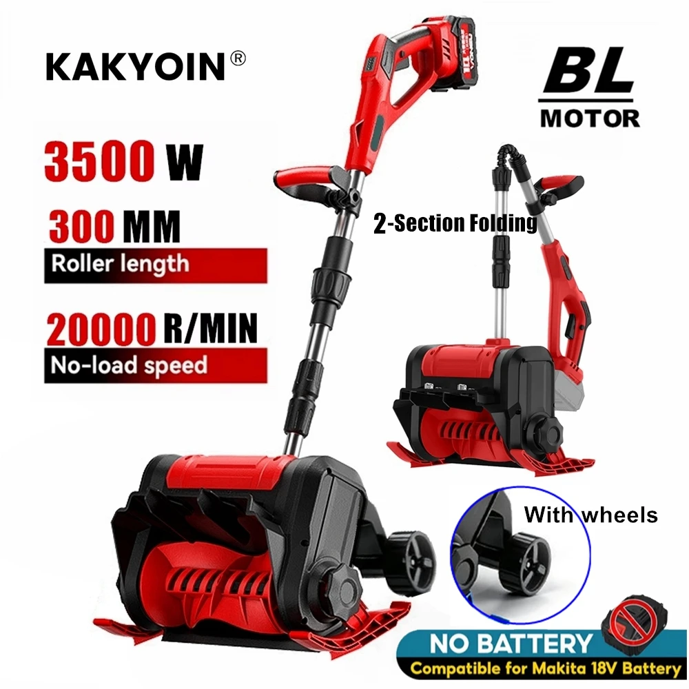 3500W Brushless Electric Snow Plow Snow Sweeper With Wheels Cordless double Fold Clean Street Courtyard Tool For Makita Battery