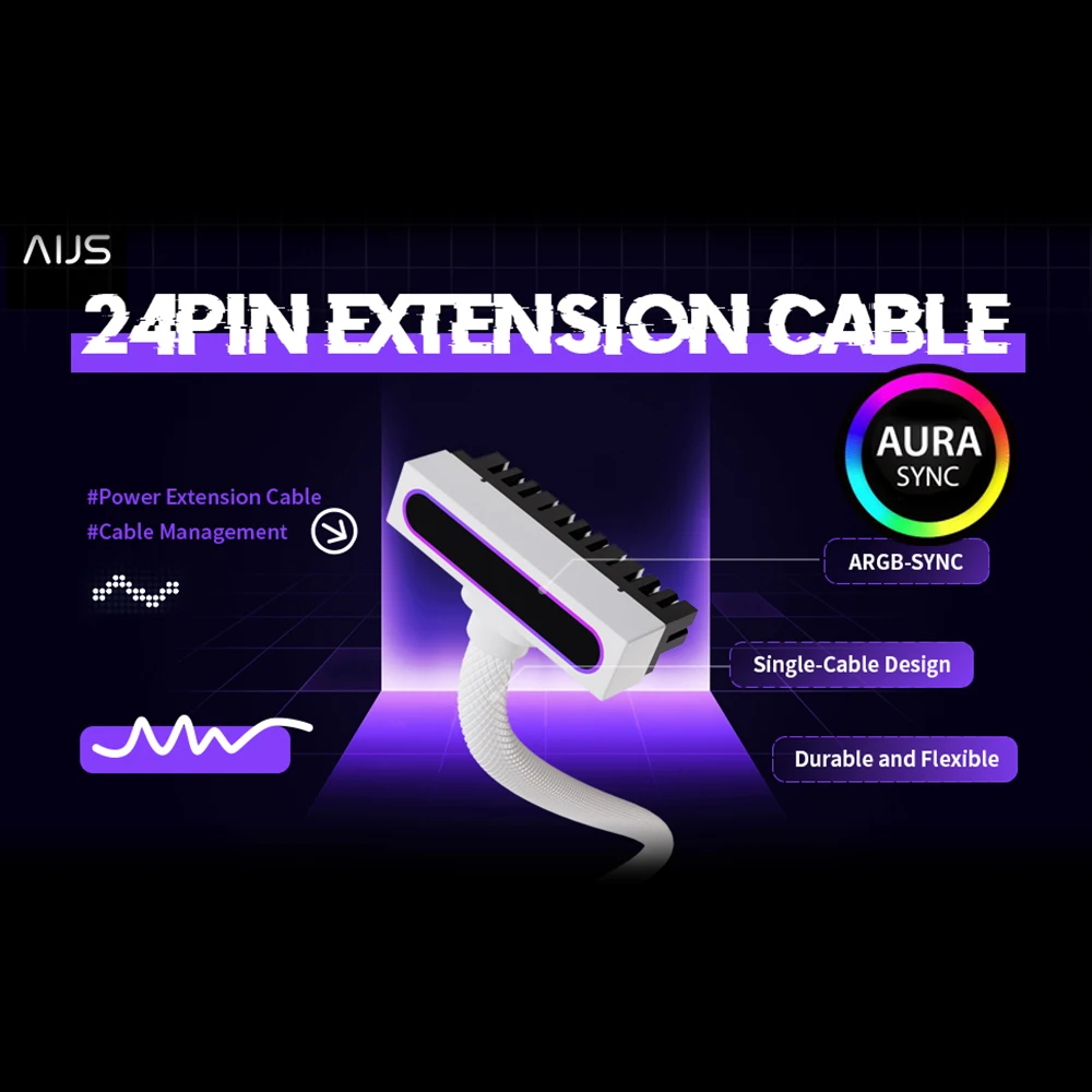 yZ[zAIJS ATX 24PIN P[uA5V 3Pin  ARGB PC P[uA18AWG 90 xp݌ṽIX-XRlN^APC M p