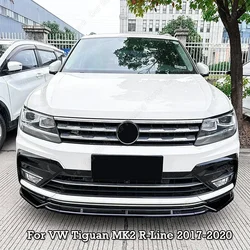 3PCS Front Bumper Splitter Lip For VW Volkswagen Tiguan MK2 R-Line 2017-2020 Spoiler Diffuser Chin Body Kits Gloss Black Tuning
