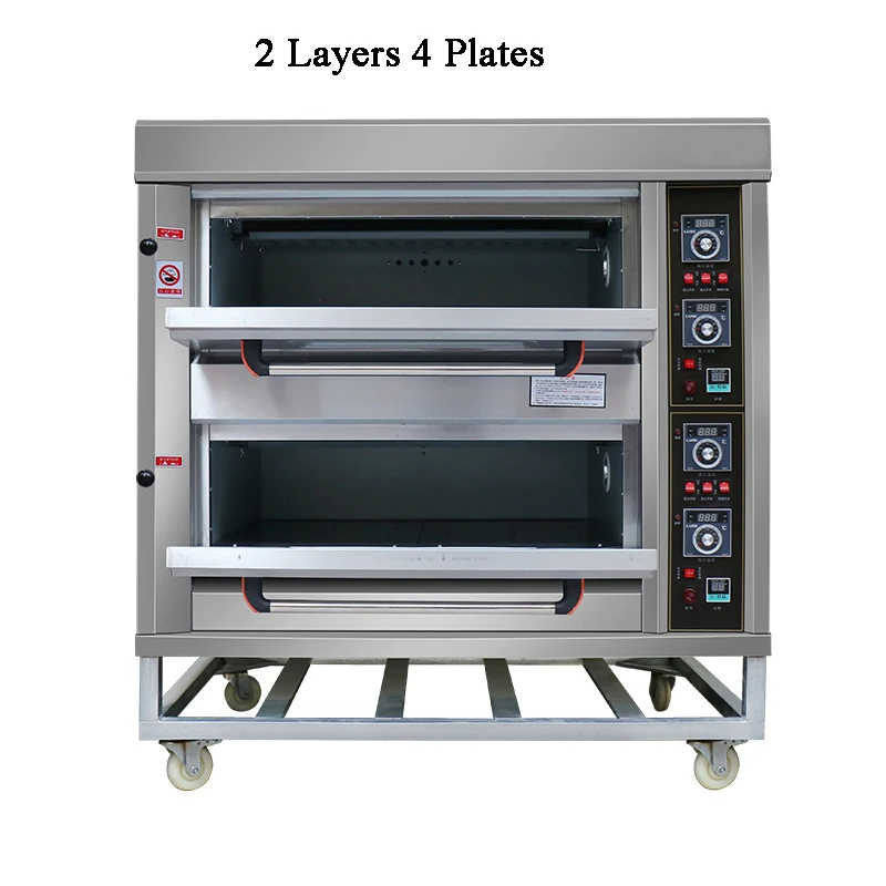 2 Layers 4 plates  Oven Electric Gas Multilayer Commercial  Household Bakery Toaster Pizza Timing Baking Kitchen Appliances