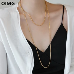 OIMG 316L Stainless Steel Gold Color Snake Chain Long Pendant Necklace For Women 2023 Punk Street Trend Rustproof Neck Jewelry