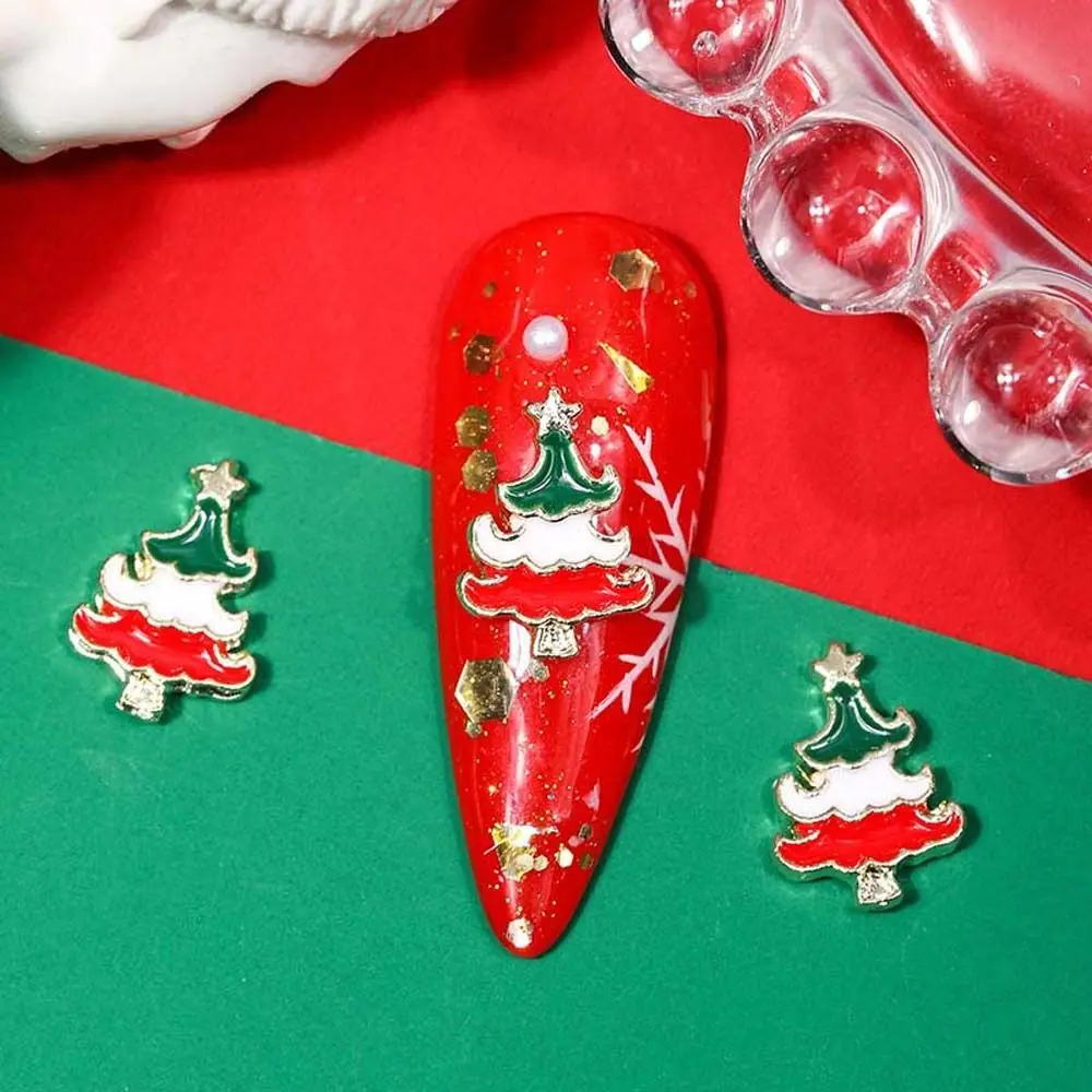 

10Pcs/set Cartoon Elk Christmas Nail Decorations Christmas Tree Xmas Nail Charms Christmas Nail Rhinestones Alloy