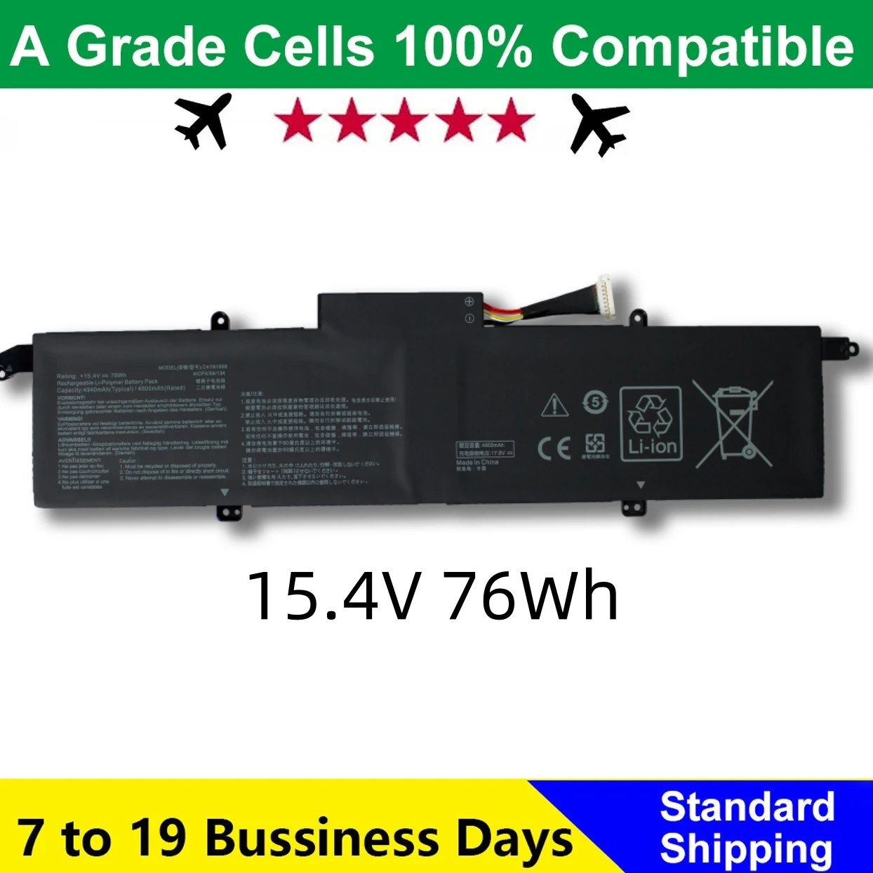 Replacement 76Wh C41N1908 Battery For Asus ROG Zephyrus G14 GA401II GA401IU GA401IV GA401IH