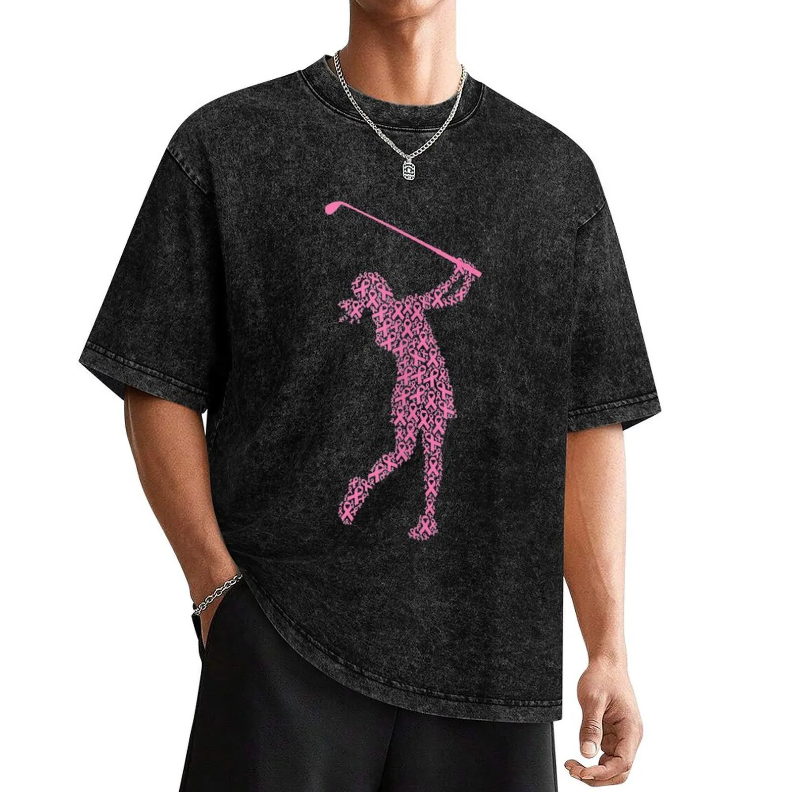 

Breast Cancer Awareness Pink Ribbon & Survivor Golf T-Shirt basketball graphic tees kawaii clothes T-shirts man Men's t-shirt