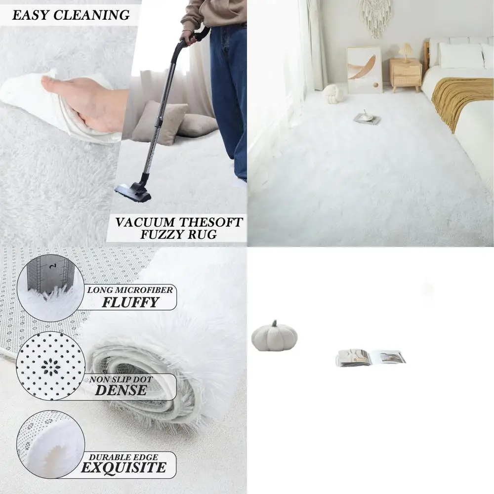 

Большой белый ковер Shag, 6x9 футов, плюшевый и мягкий ковер для гостиной