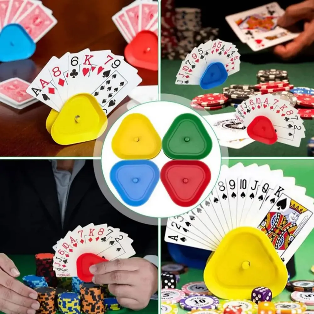 4Pcs Play Card Deck Reusable Play Card Holder Smooth Edge Support Cards Triangle Shaped Hands-Free Play Card Holder