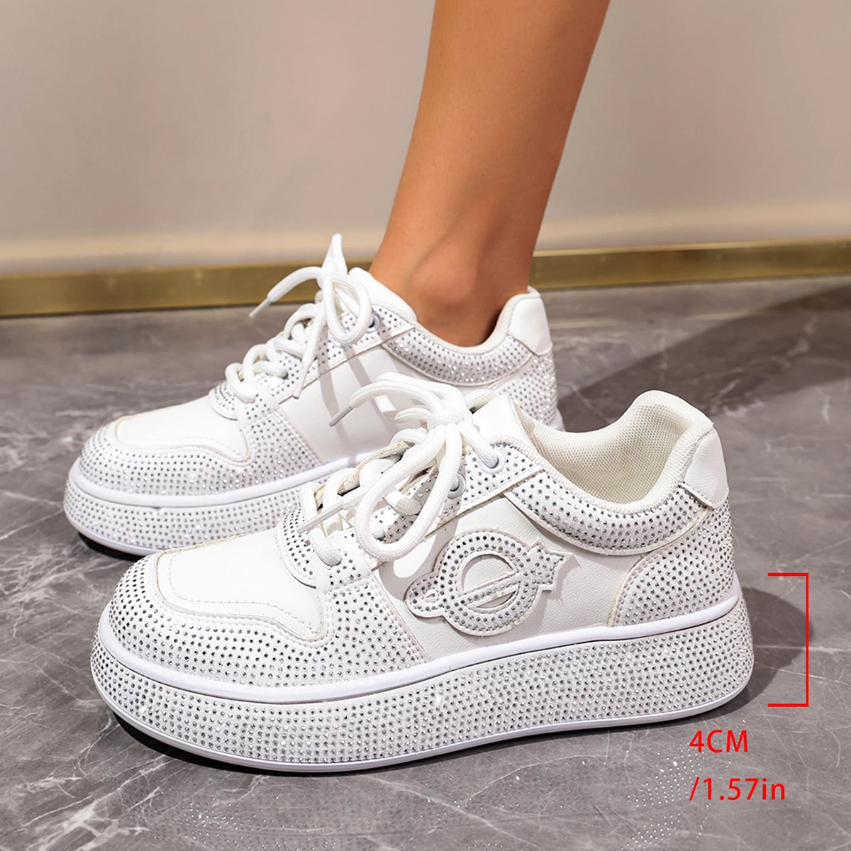 Women's Platform Shoes Shine Casual Outdoor Bling Bling Designer Skateboard Breathable White Sneakers Tennis Sport Shoes Female