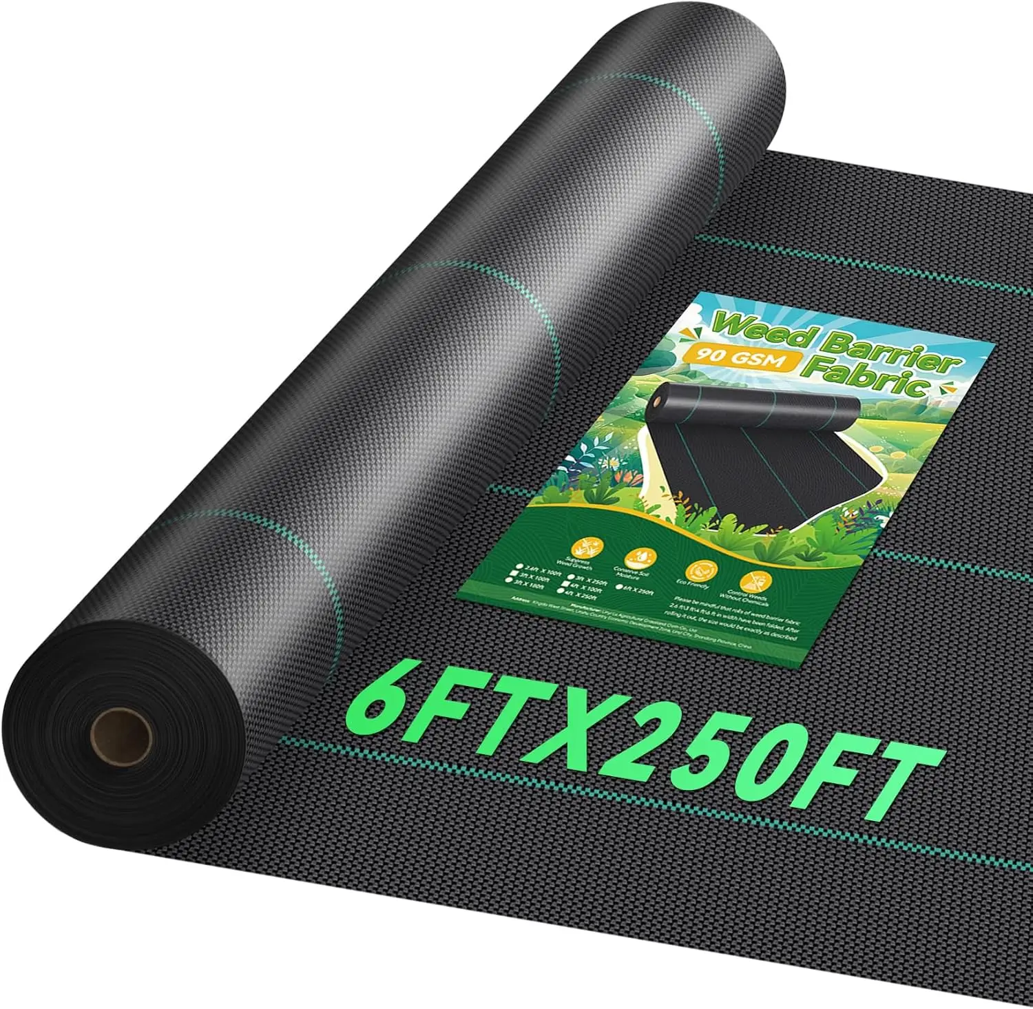 

6ftx250ft Heavy Duty Weed Barrier Landscape Fabric, Woven Geotextile for Garden Bed Liner and Ground Cover