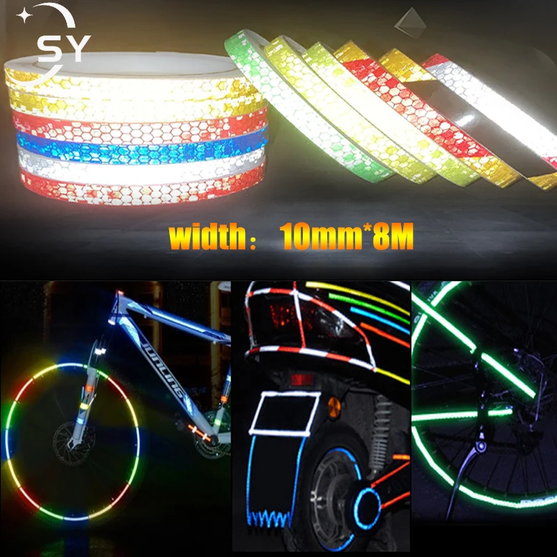 Fluorescent Reflective Tape Mountain Bike Reflective Sticker Electric Vehicle Motorcycle Car Luminous Warning Sticker 1/2cm