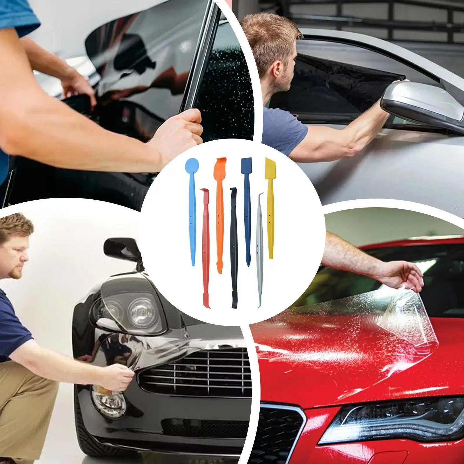 Window Tint Tool 7-Piece Handheld Window Tinting Squeegee Set For Car For Beginners Professionals Men Drivers Yard Garage