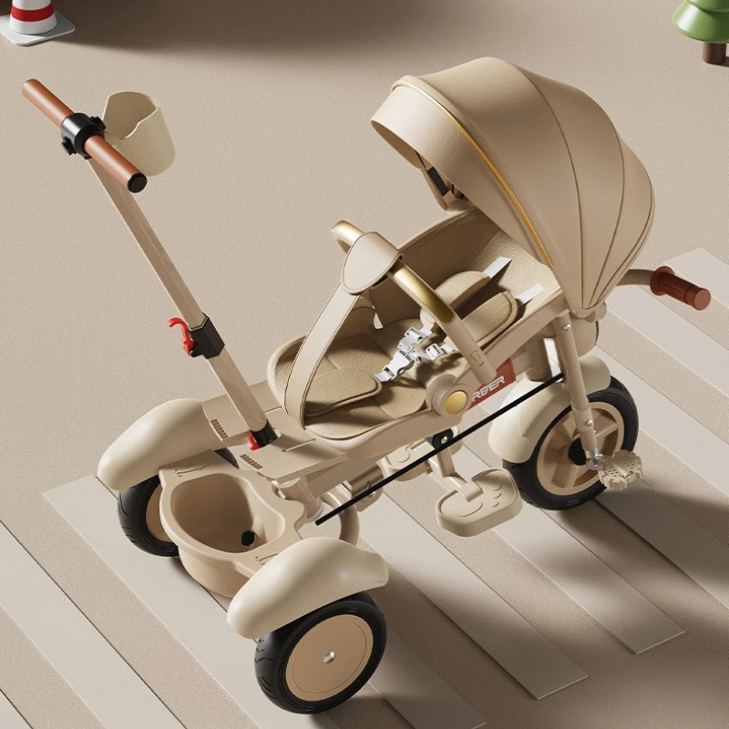 

‌Foldable Kids Tricycle with Sit Lie Function, Lightweight Baby Stroller, 3Speed Adjustable Toddler Bicycle, Compact Push Bike‌