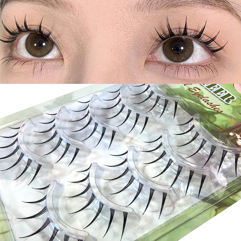 5 أزواج من الرموش الجنية على الطراز الياباني الطبيعية اللطيفة المظهر COSPLAY COS Wispy لينة لاش تمديد العين الهزلية واضحة الفرقة