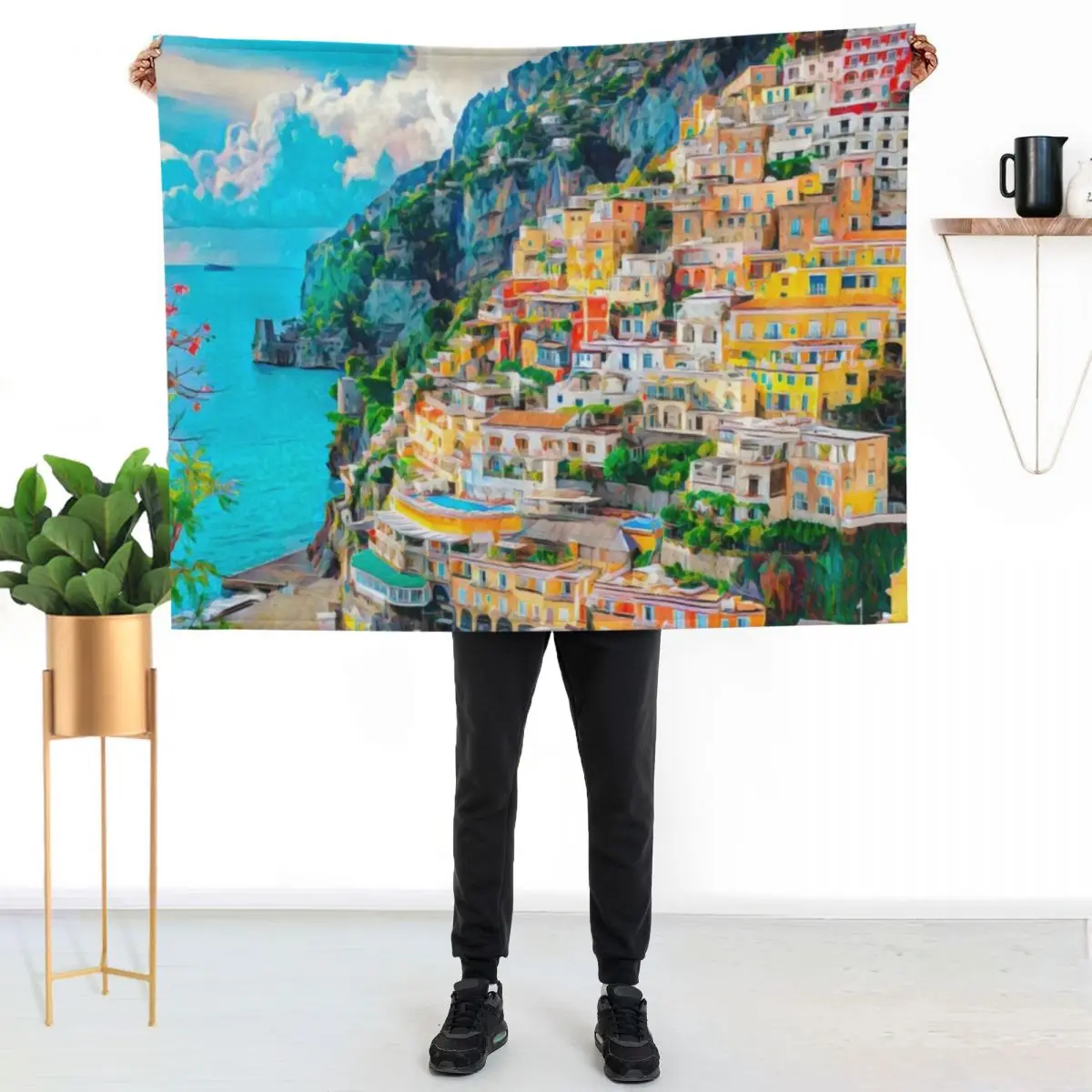 Amalfi Coast Throw Blanket Summer Beddings Decorative Throw Beautifuls Shaggy Stuffeds bed plaid Blankets