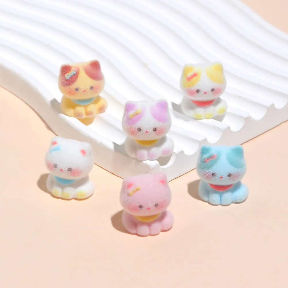 Flocked Mini Cute Cat Dog Figurine Home Decor Puppy Kitten Model Car Dashboard Ornament Micro Landscape Desktop DIY Craft Decor
