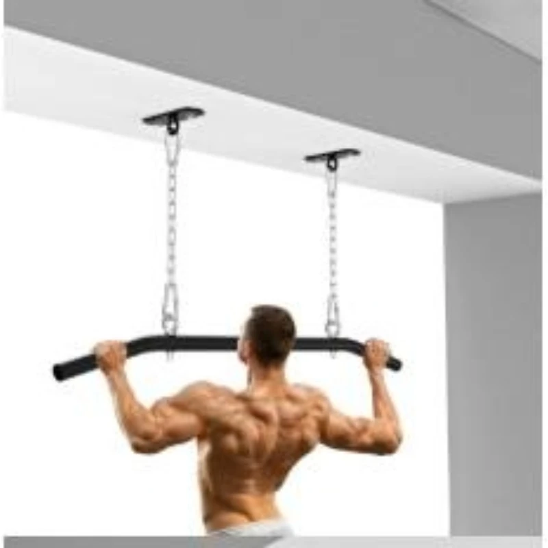 Iron Chain Soft Single Rod Pull Up Bar, Ceiling Beam Mount Frame with Adjustable Height, Portable Fitness Equipment ，Fitness