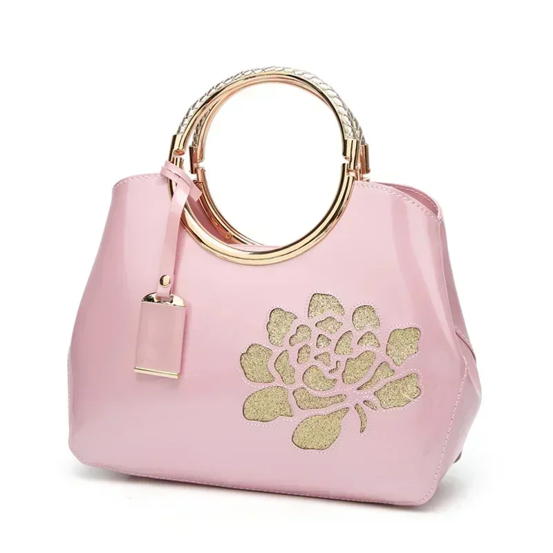 New Fashion European and American Lacquer Leather Handheld Women\'s Bag BrightShell BagShoulder Oblique Straddle Bag Bag