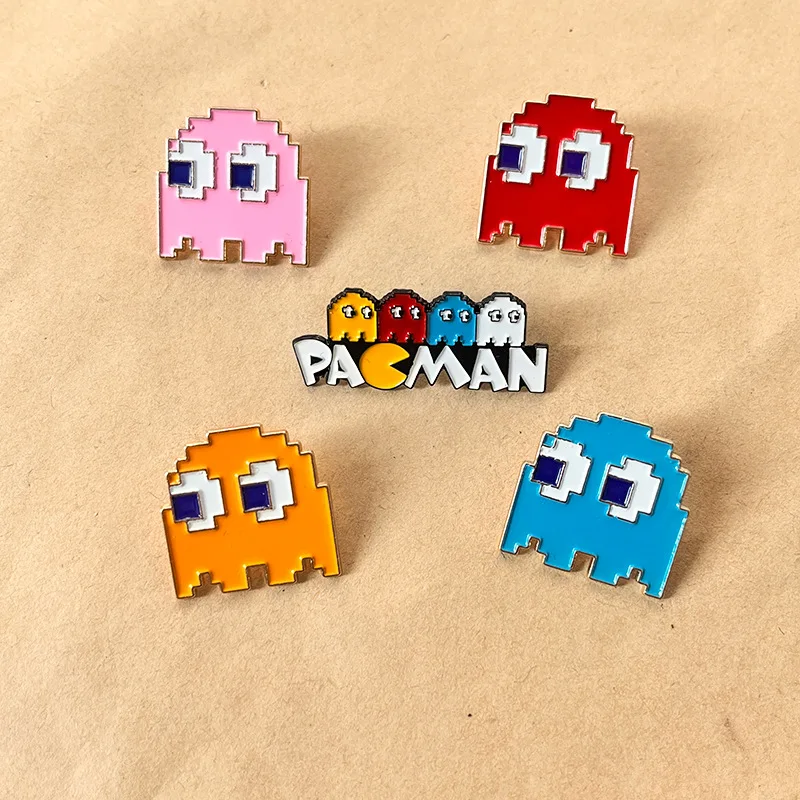 Cartoon Pac-Man pixel brooch. Creative and personalized decorative pin. Anime-style decoration, a little surprise gift.