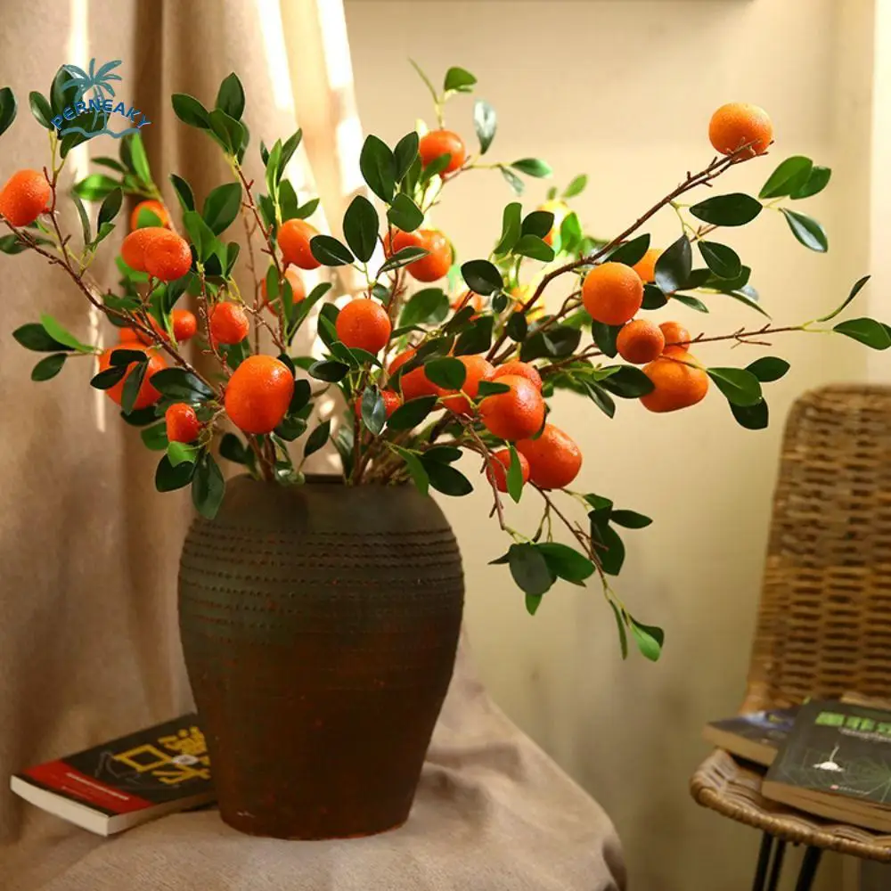 87cm Artificial Kumquat Autumn Fruit Plastic Realistic Simulation Orange Branches Elegant Handmade Fake Fruits Scene Layout