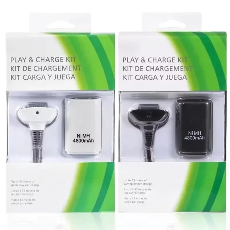 [New] 4800mAh Gamepad Rechargeable Battery with Charging Cable for Xbox 360 Wireless Controller