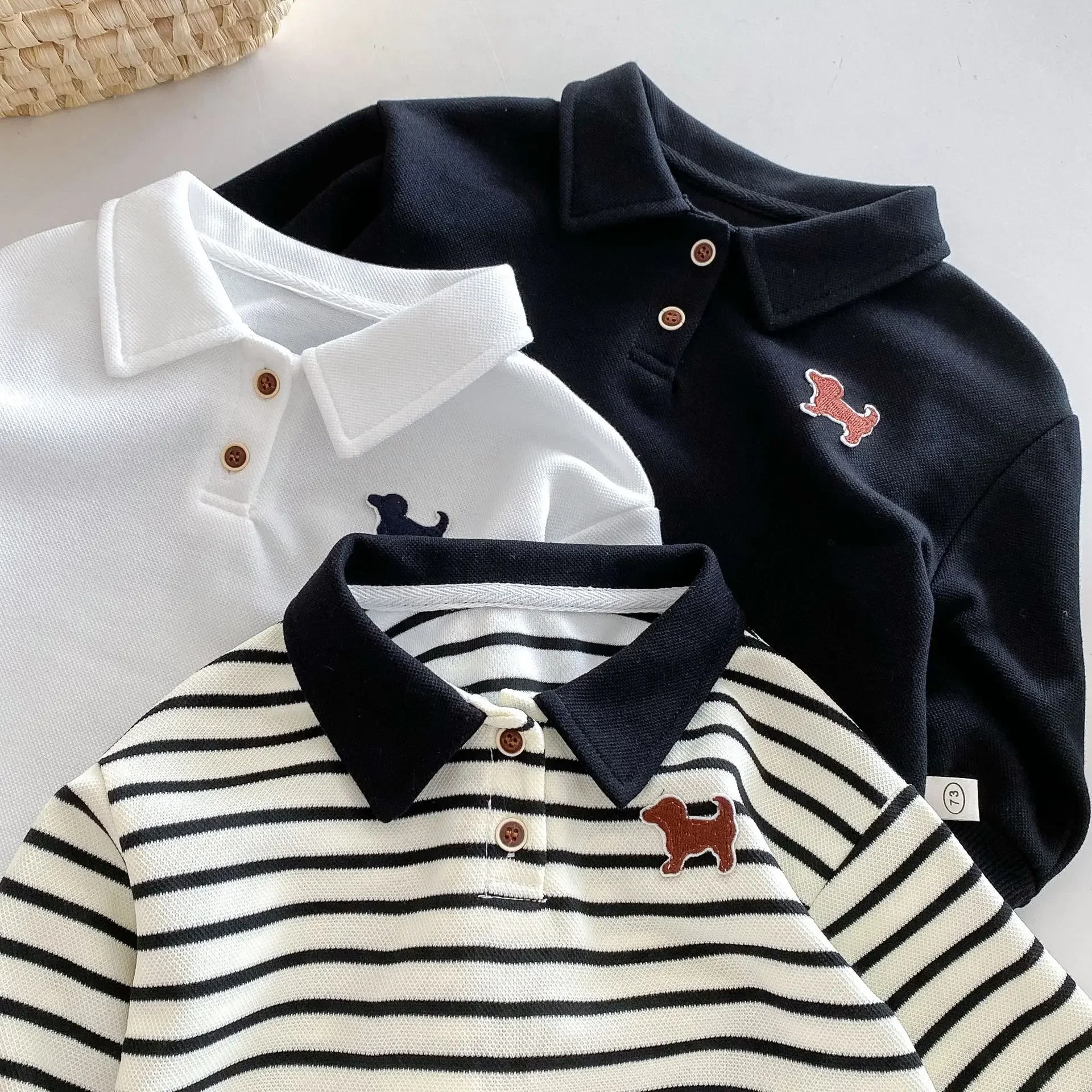 2024 Autumn New in Kids Baby Boys Fashion Clothing - Infant Children Long Sleeve Cartoon Polo-shirts ,toddler Clothes 3M-5Y