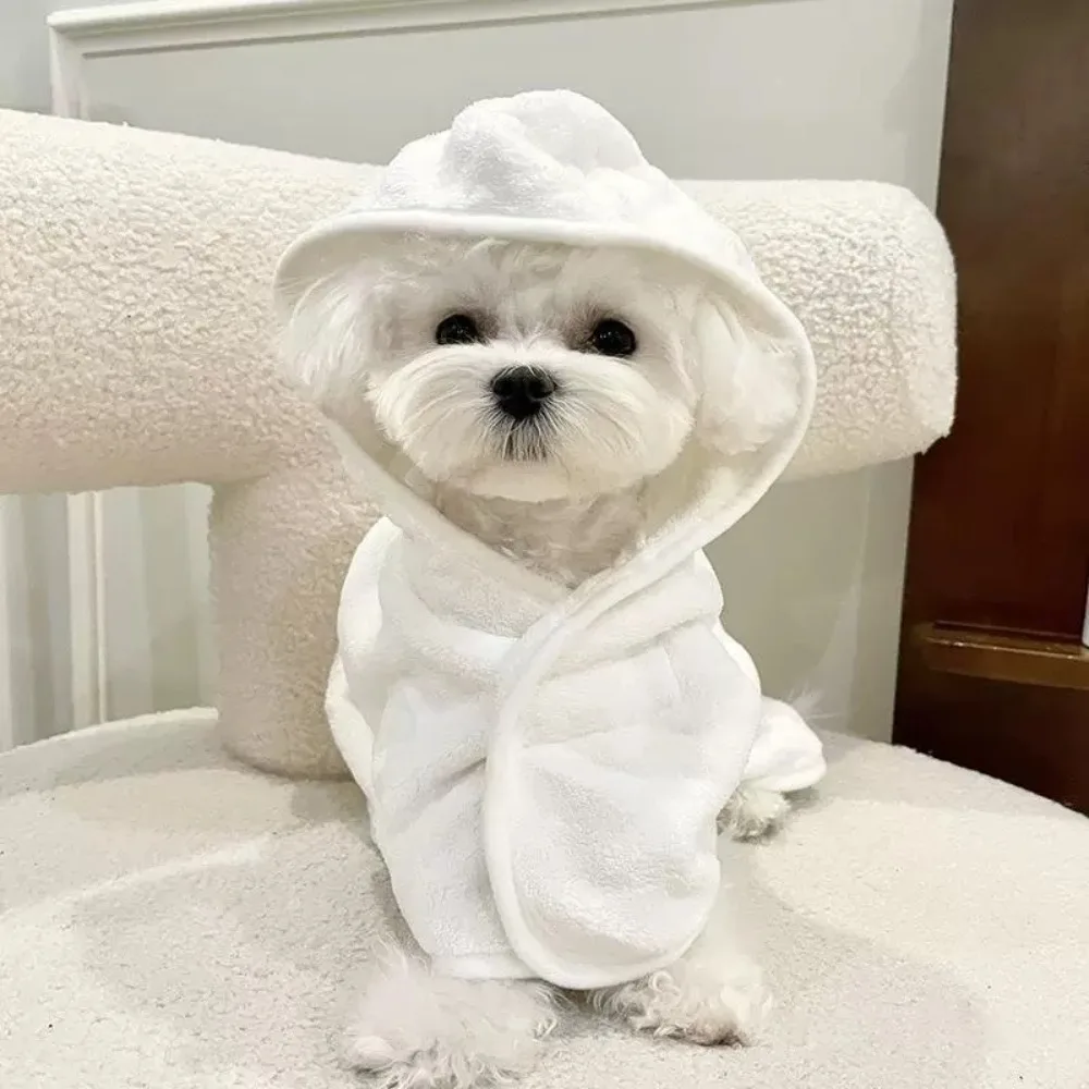 

Cute Super Absorbent Pet Bathrobes Quick Drying Thickened Dog Bath Robe Soft Anti-Cold Hooded Bath Towel for Cats and Dogs