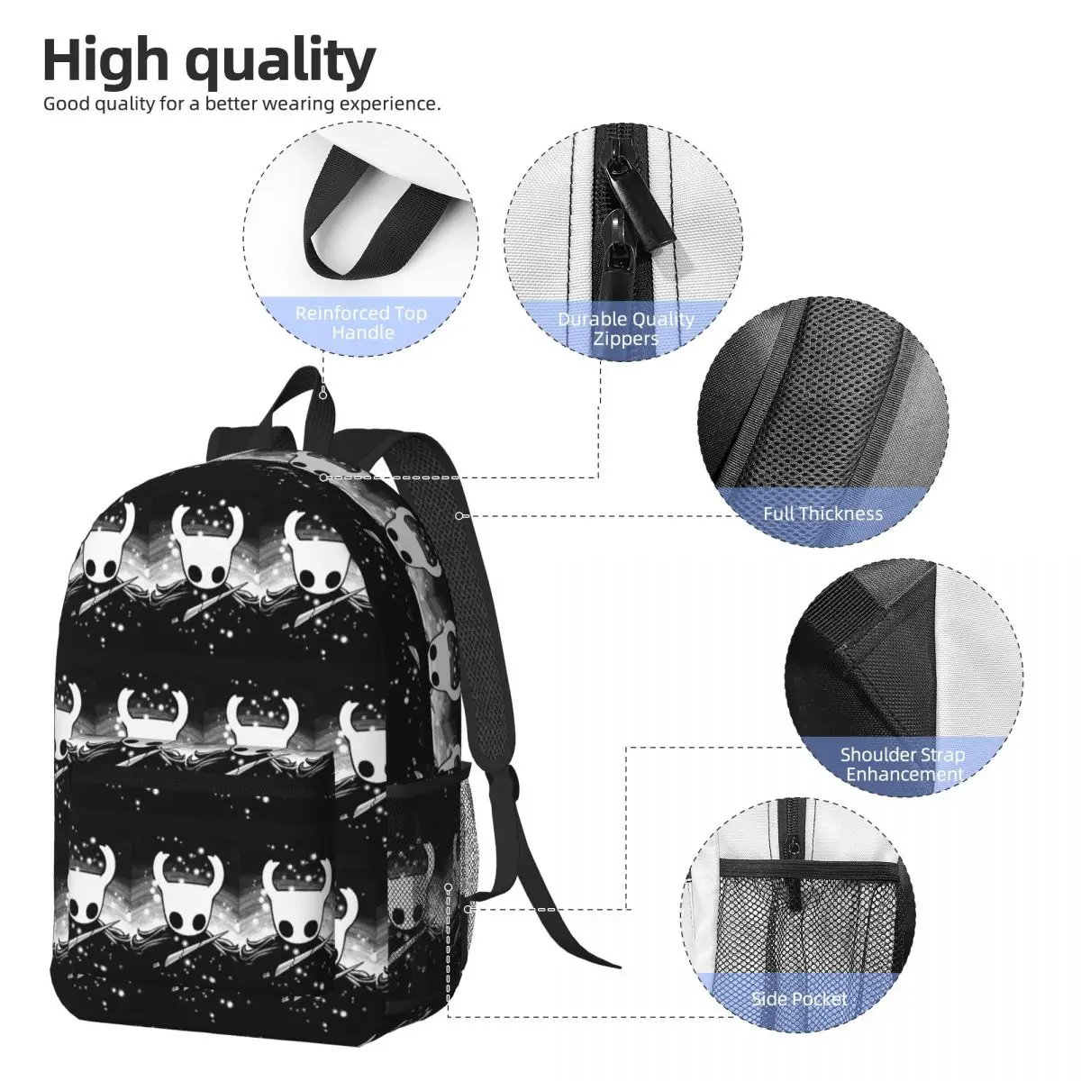Ghost Knight Hollow Knight Game Backpack Daypack Large Capacity Children BookBag School Bag Shoulder Bags for Men Women