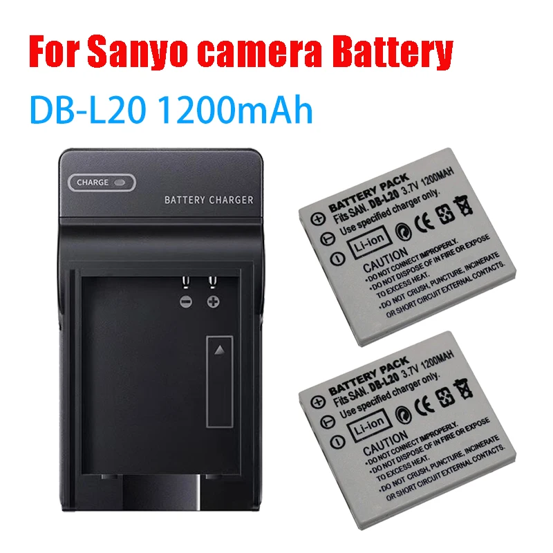 DB-L20 DB-L20AU DB-L20A Battery + AC Charger for Sanyo Xacti VPC-C4V CG9 C1 CA6OR CA65 CA8 CA9 CG6 CG65 E1 E2 E6