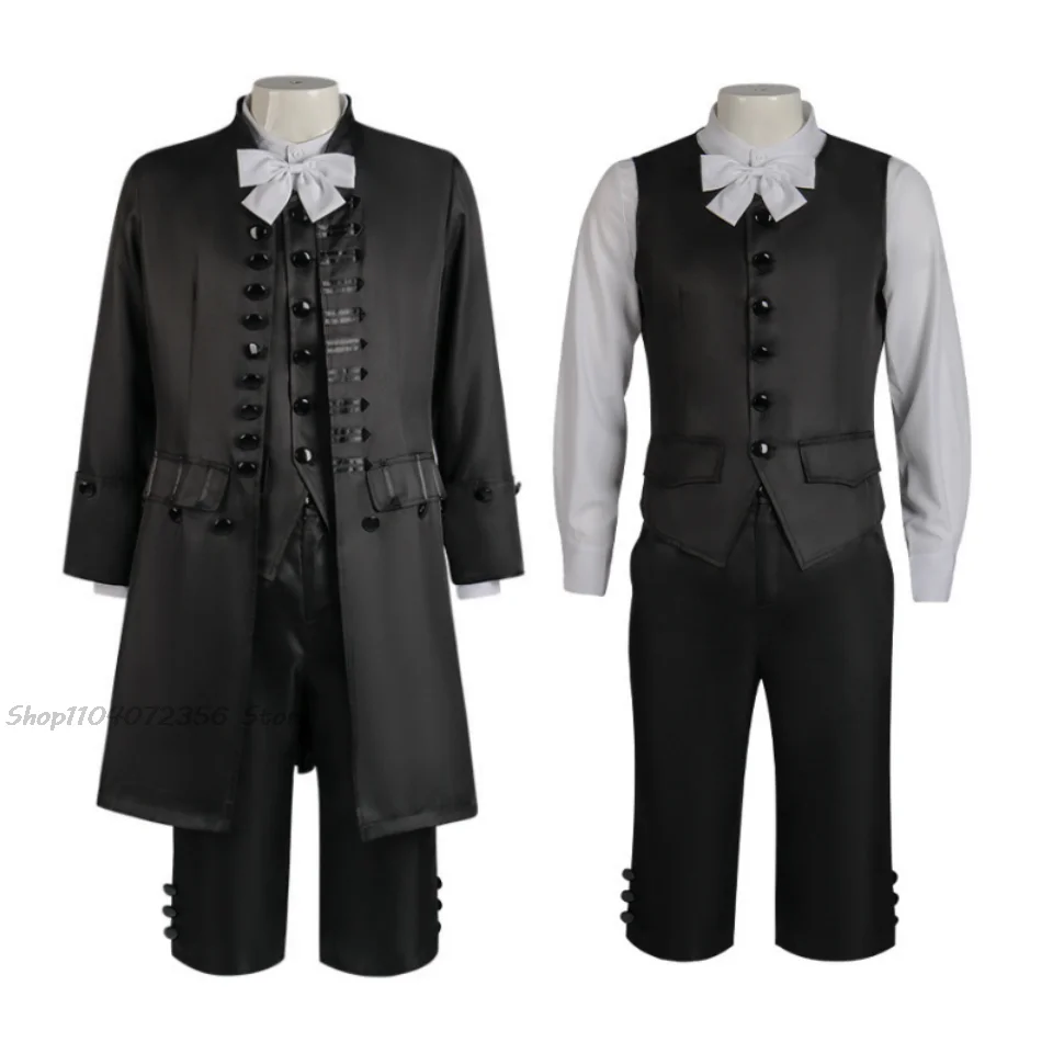 Men's 18th Gentlemen cosplay Colonial Uniform Medieval Regency Downtown Housekeeper Victorian Costume Halloween Vintage Suit