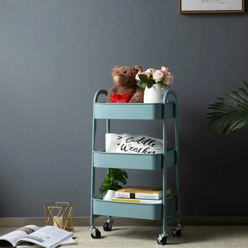 Makeup Cart, Movable Rolling Organizer Cart, 3 Tier Metal Utility Cart for Home/ Office/ Kichen