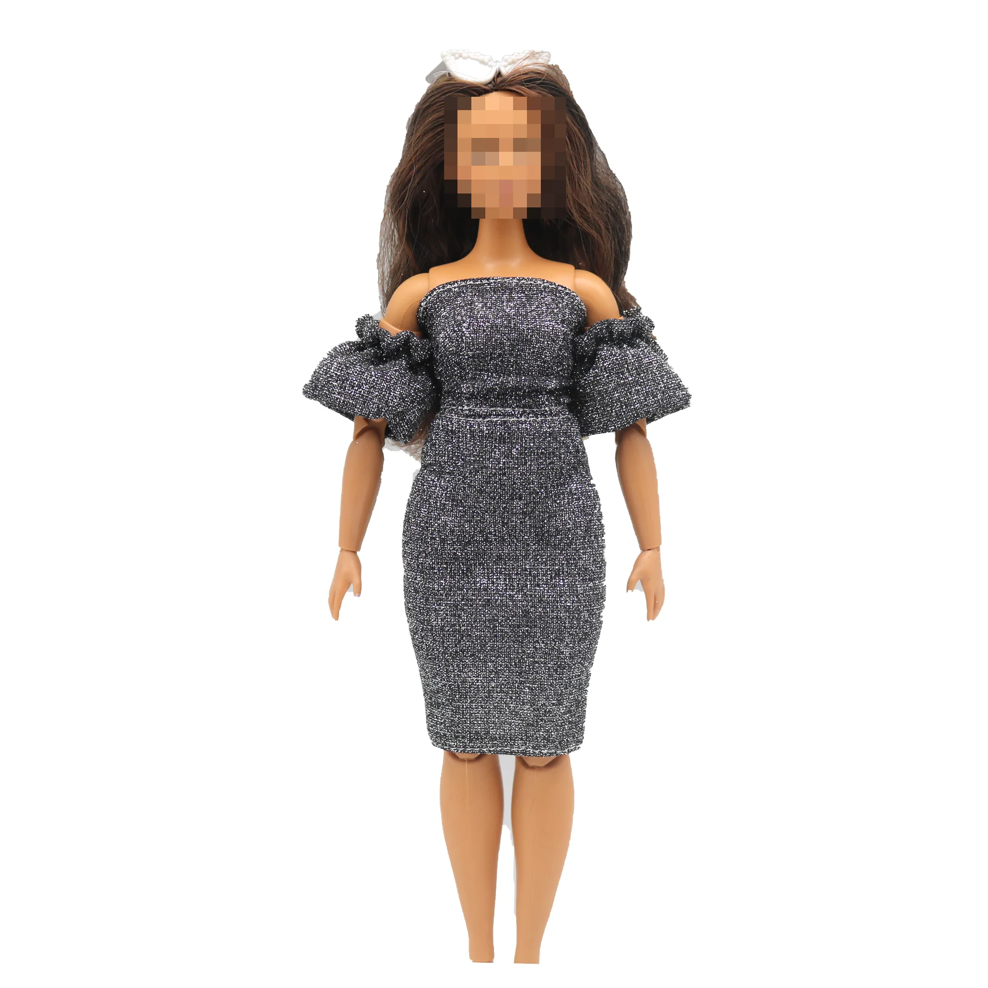 New 30cm 1/6 Doll elegant puff sleeves top Dress set Daily Wear Accessories Clothes for Barbies doll