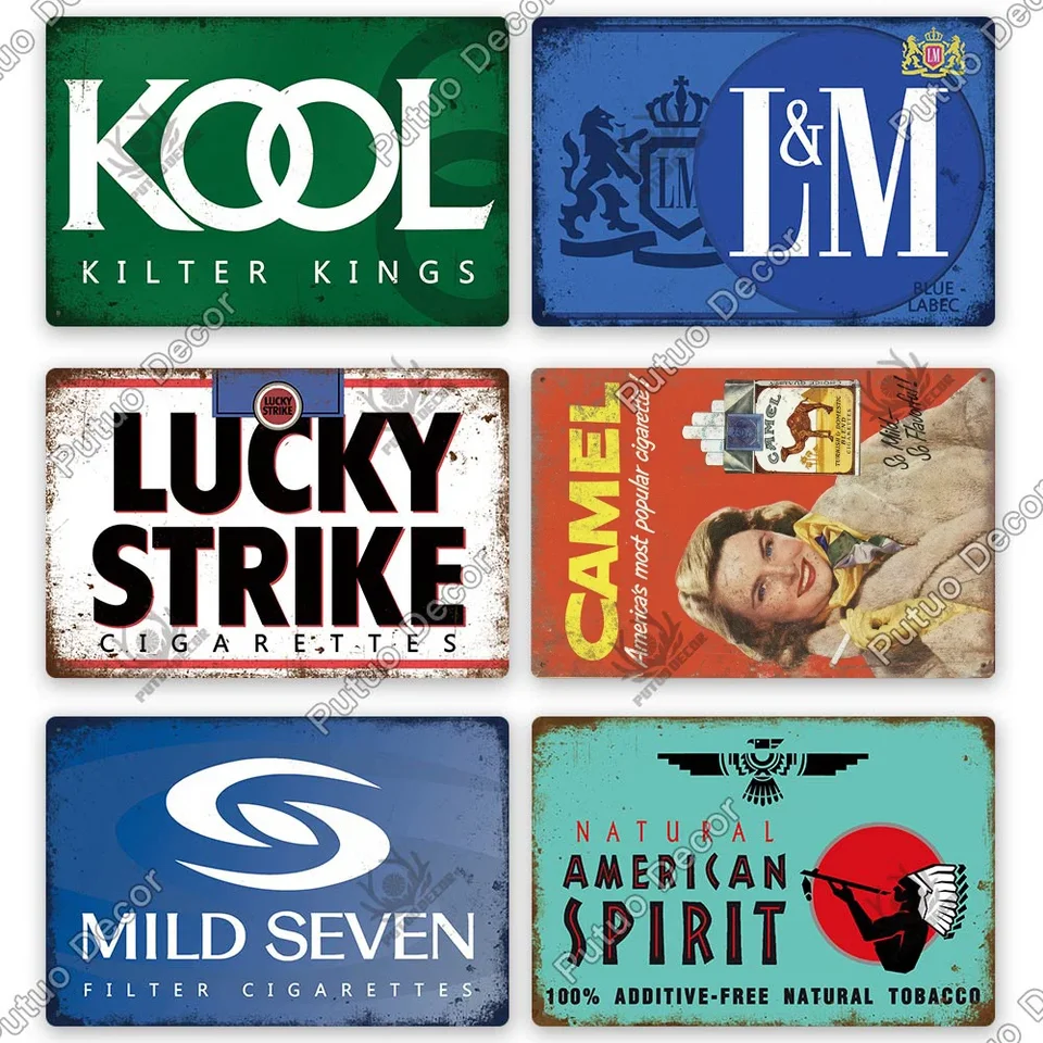 old cigarette logos Putuo Decor Cigarette Brand Vintage Tin Sign Fashion Metal Poster Wall  Decoration Club Man Cave Smoke Shop Advertising Plate