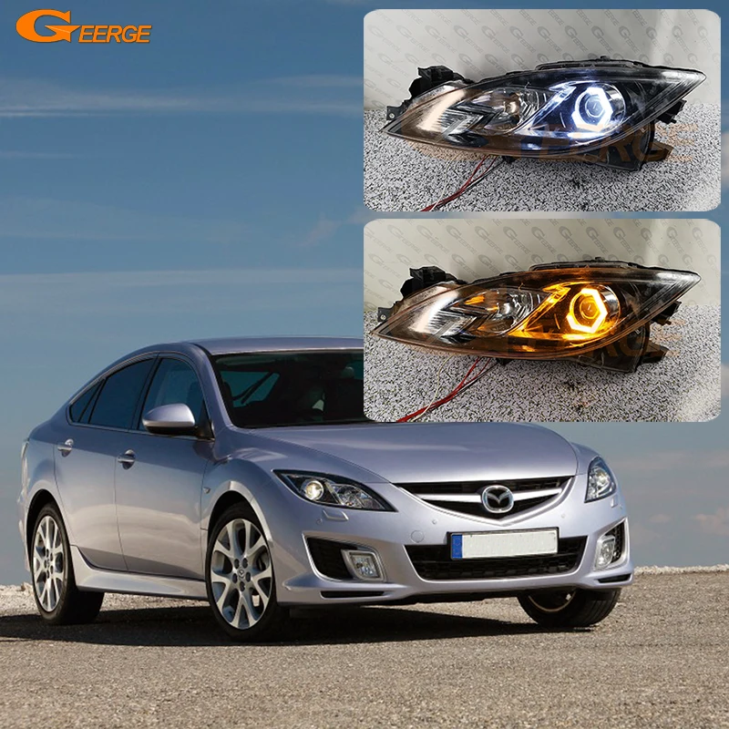 

For Mazda 6 Mazda6 Atenza GH MK2 2008 - 2012 Ultra Bright Switchback Day Light Turn Signal Cotton Hex LED Angel Eyes Halo Rings
