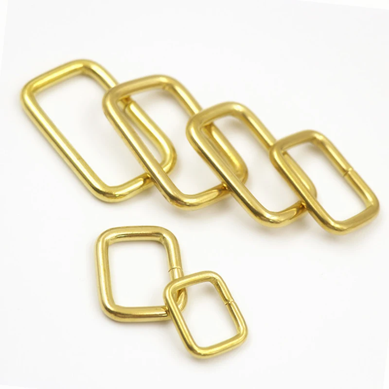 2pcs Brass Metal Wire Formed Rectangle Ring Buckle Loops For Webbing Leather Craft Bag Strap Belt Buckle Garment Luggage Purse