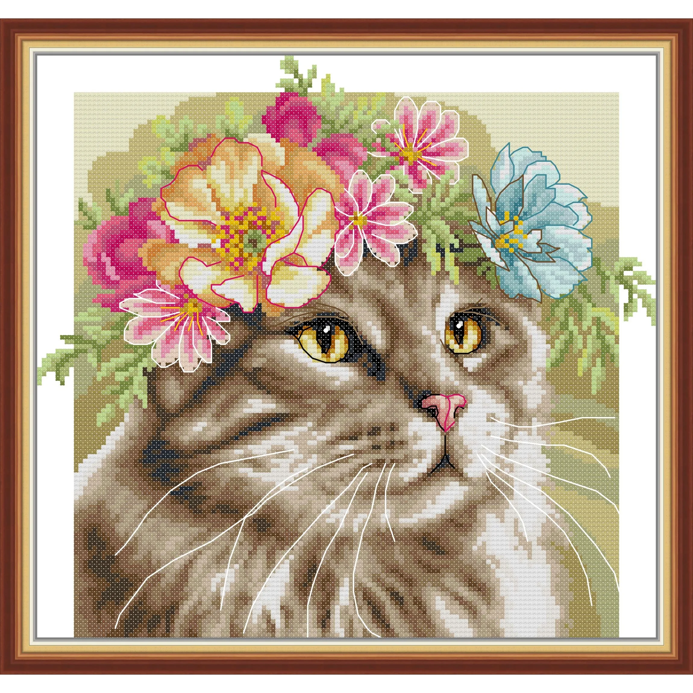 

Soulgift News Pre-Printed Cross Stitch Kit, Stamped Aida Fabric with DMC Threads, Embroidery Kit - Maine Raccoon
