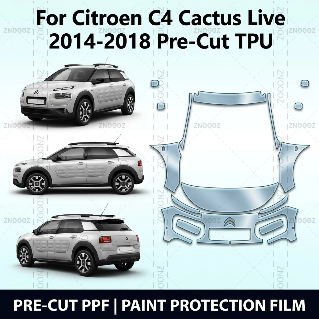 For Citroen C4 Cactus Live 2014-2018 Pre-Cut TPU PPF Front Kit Self Healing Glossy Clear Scratch Hydrophobic Anti Yellowing