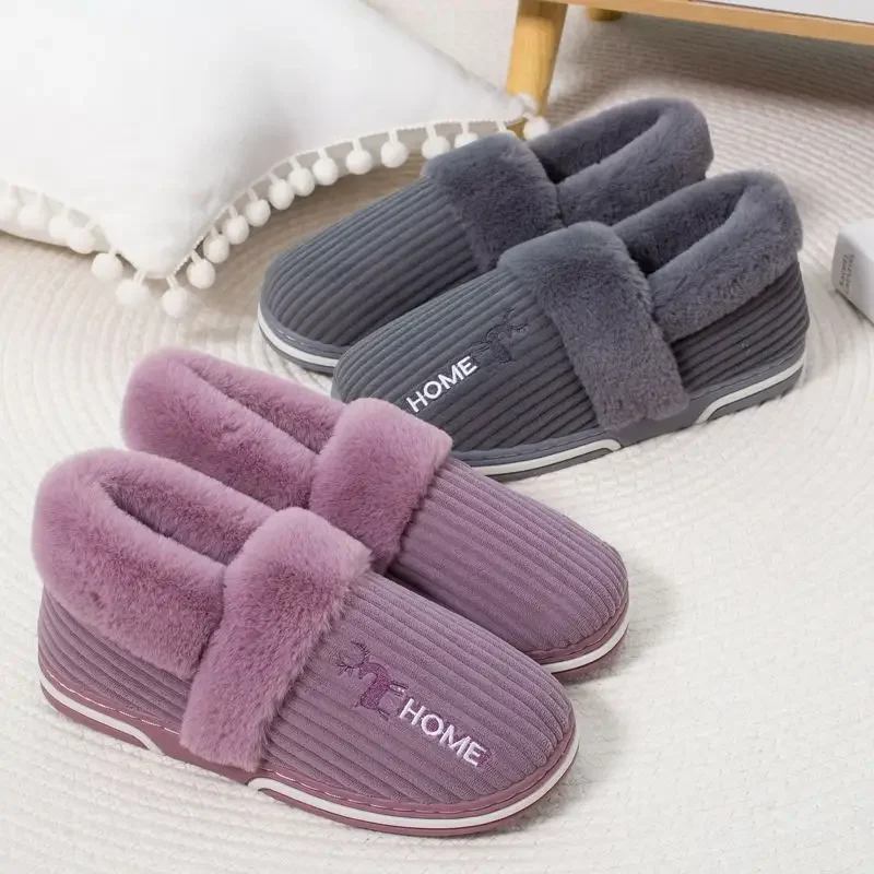 

Women Men Couples Warm Slippers New Fashion Winter Soft Plush Home Slipper Non Slip Bedroom Slides Indoor Comfort Furry Shoes