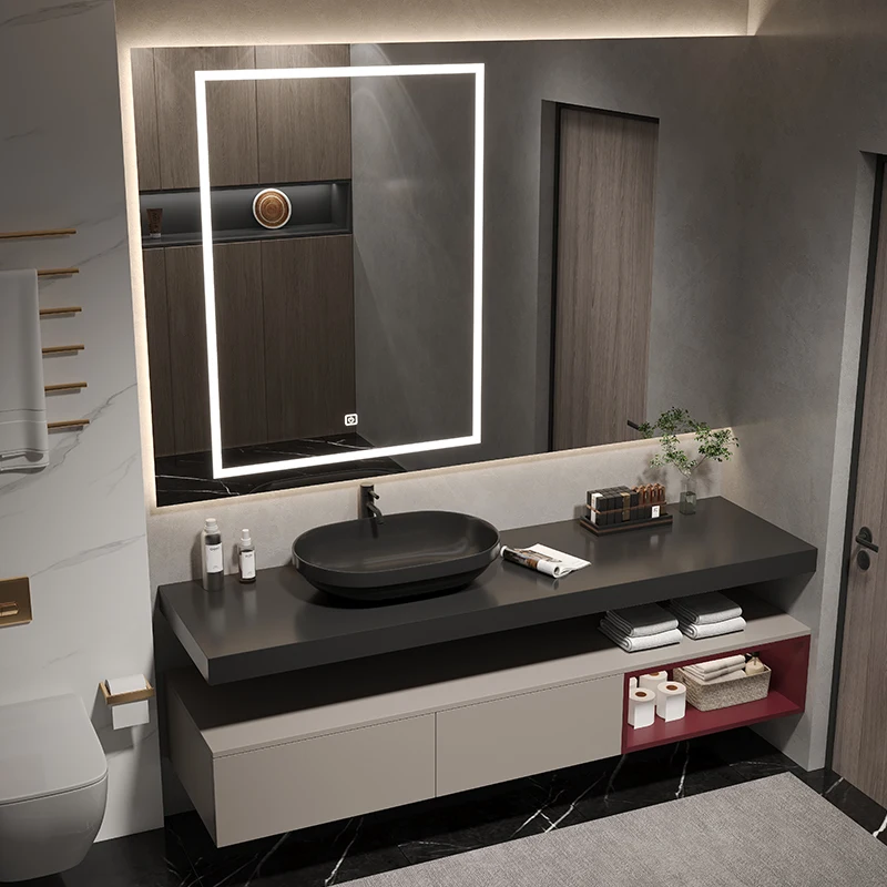 Bathroom Cabinet Combination, Bathroom Sink, Solid Wood Washbasin, Intelligent Mirror on Basin, Modern and Minimalist New