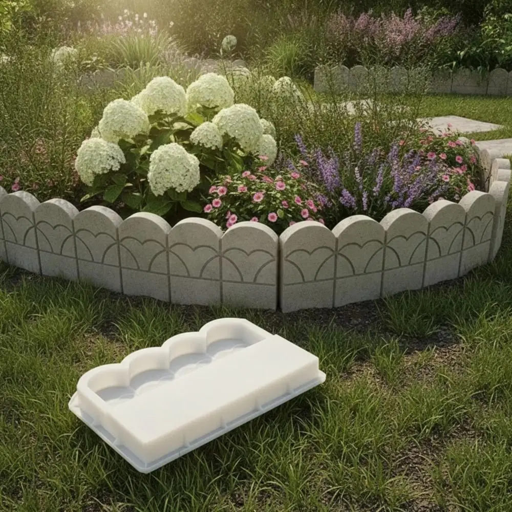 Reusable Garden Fence Mold Easy Operation Plum Blossom Shape Garden Edging Mold Antique Style Rounded Edge Concrete Mold Garden