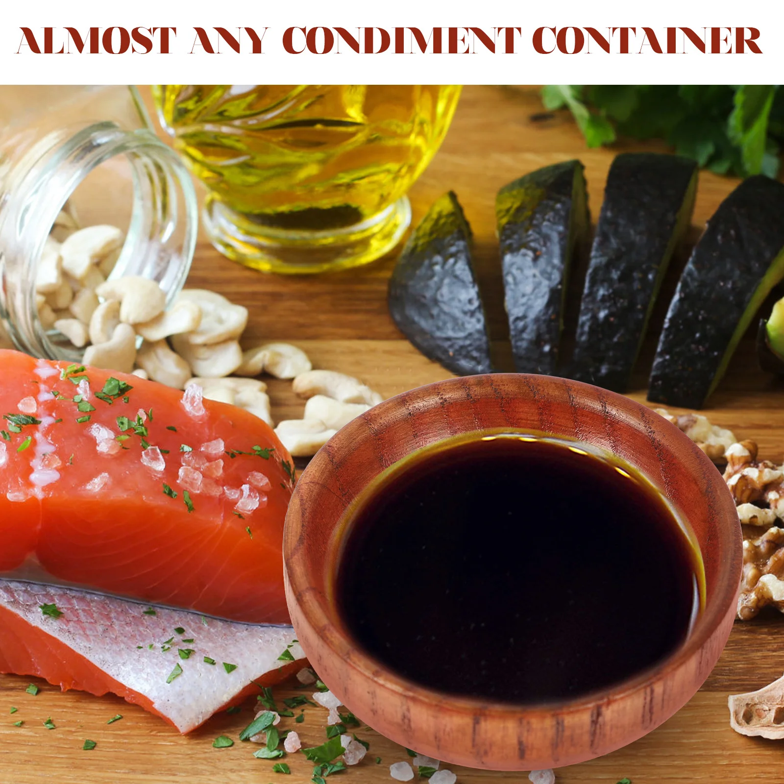 

2pcs Wooden Sauce Dishes Round Condiment Bowls For Vinegar Oil Dipping Seasoning Container Kitchen Barware Set Small Food Dish