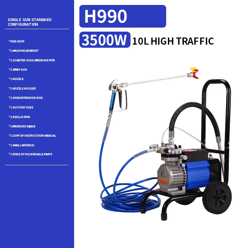 3500W 10L electric high-pressure airless spraying machine with high flow power spray gu H990 spraying equipment