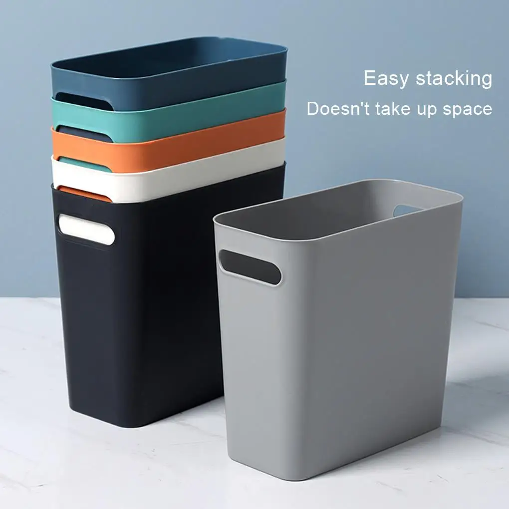 Trash Can Wastebasket Garbage Container Space-Saving Kitchen Dormitory