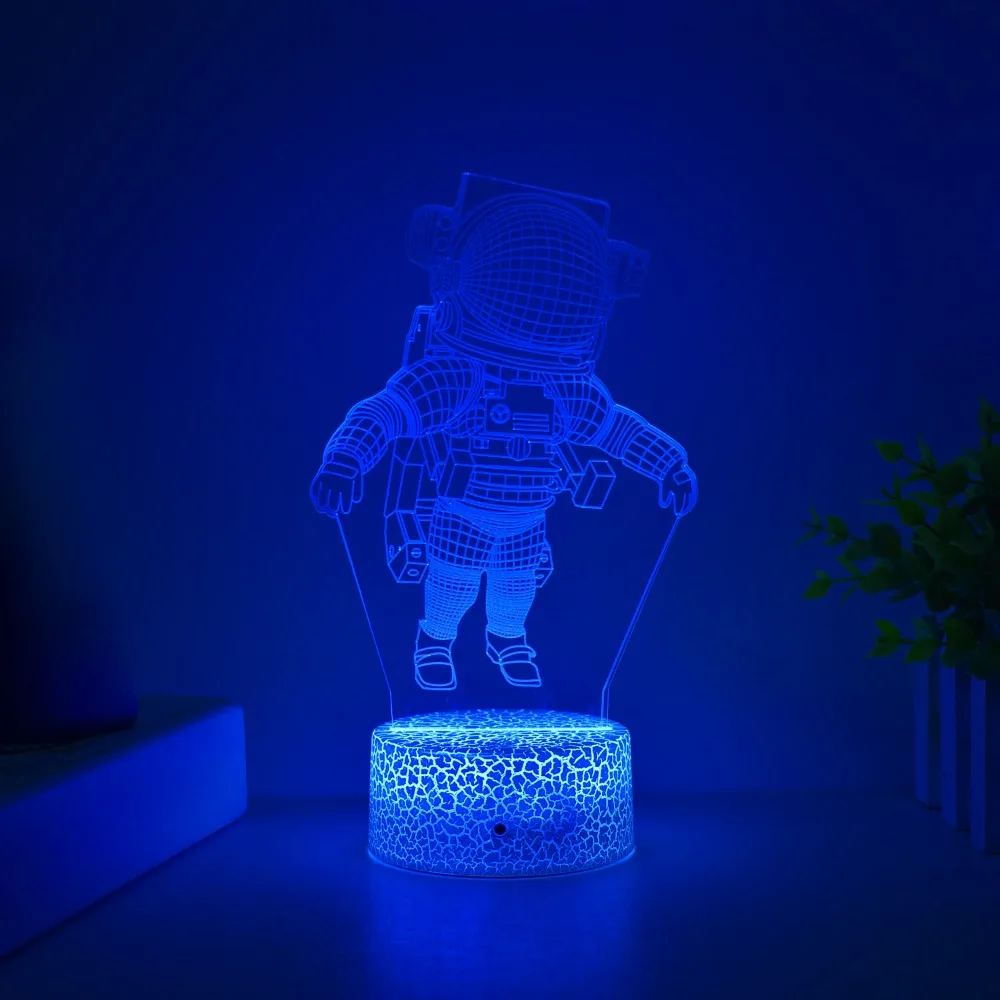 Astronaut 3D Night Light for Kids Room Decor LED Illusion Bedside Table Lamp 7 Color Changing Nightlight Birthday Christmas Gift