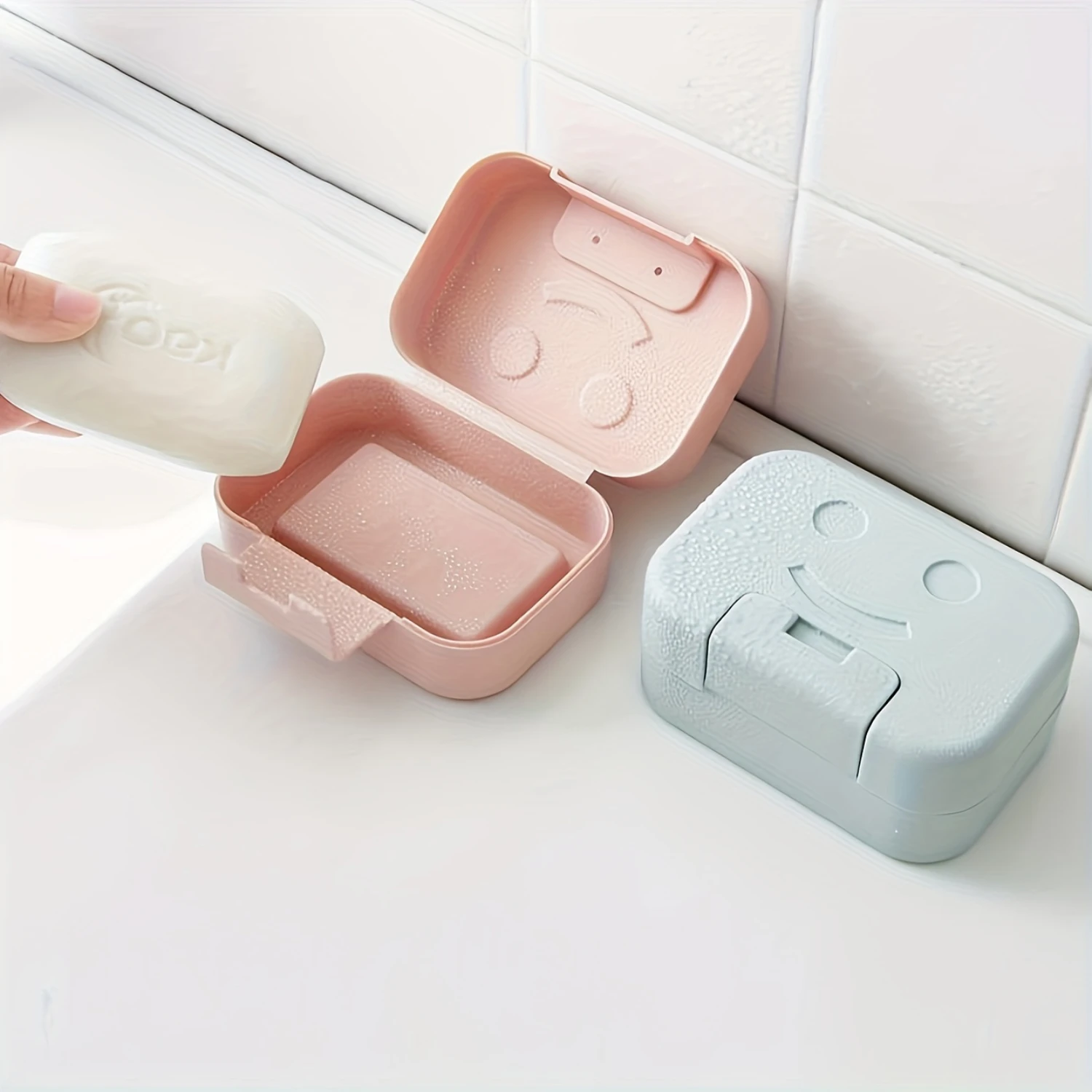 3pcs Portable Plastic Soap With Lid, Rectangle Soap Box Holder For Travel, Camping, Gym, Bathroom Accessory, Easy-to-Clean